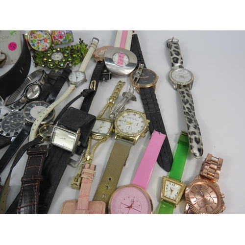 152 - Large selection of ladies quartz fashion wristwatches, all need new batteries to run.