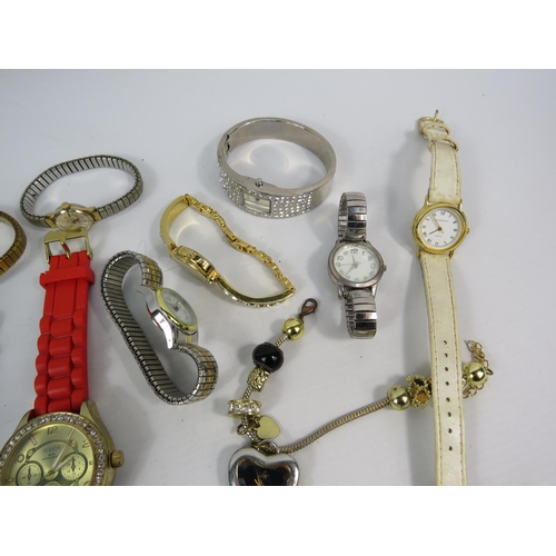 155 - Selection of ladies fashion quartz wristwatches.