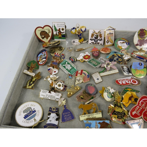 157 - Large selection of Lions & Lioness club enamel pin badges etc.