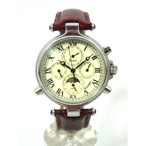 258 - Stauer Graves 23 Jewel Chronograph in very good condition and in running order. Good Leather Strap w... 