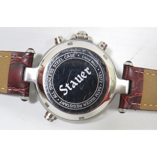 258 - Stauer Graves 23 Jewel Chronograph in very good condition and in running order. Good Leather Strap w... 