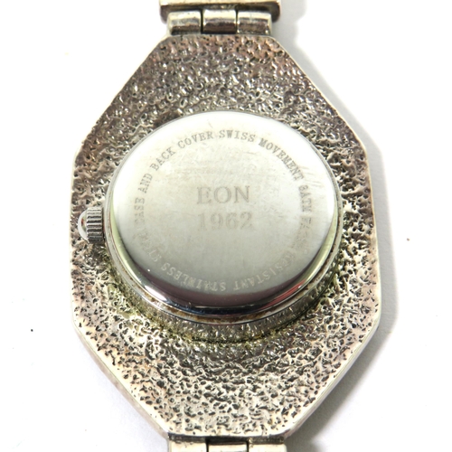 260 - EON 1962 Silver & Marcasite Ladies quartz watch with MOP Face, Swiss Movement.  925 marks to clasp. ... 