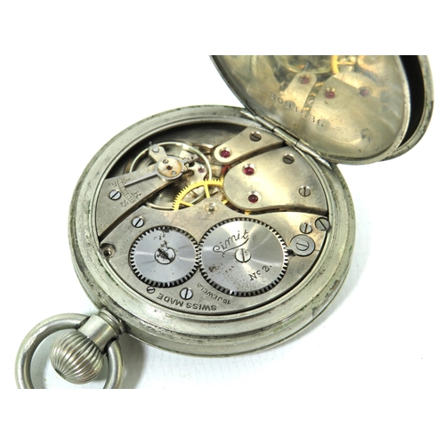 261 - Limit, Number 2, Swiss made pocket watch with Nickel Case in running order, Subsidary second dial to... 