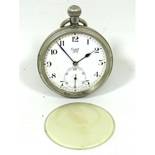 261 - Limit, Number 2, Swiss made pocket watch with Nickel Case in running order, Subsidary second dial to... 