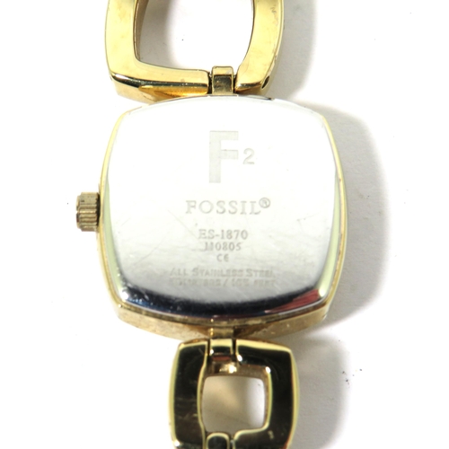 264 - Ladies 'Fossil' Quartz watch with Gold Tone body and Strap with spare links. Comes with Original Tin... 