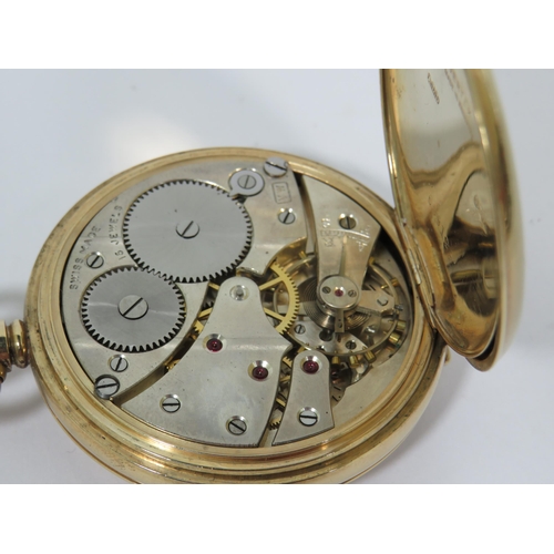 266 - Half Hunter 15 Jewel Pocket watch with Roman Numerals on pristine enamel dial. Subidiary second dial... 