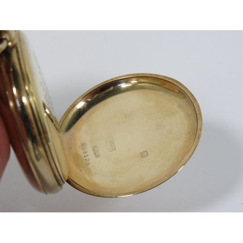 266 - Half Hunter 15 Jewel Pocket watch with Roman Numerals on pristine enamel dial. Subidiary second dial... 