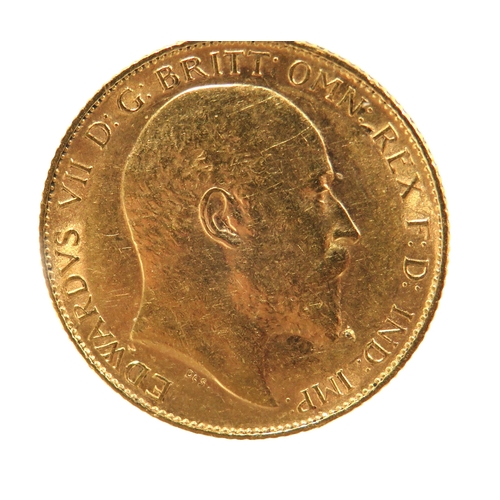 267 - 1910 Edward VIIth Half Sovereign in fair condition.