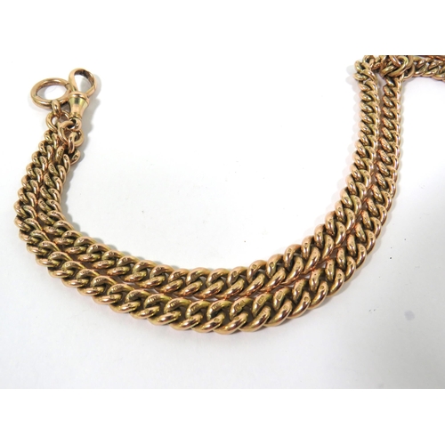 268 - Lovely Graduated Gold Watch Chain with Tee bar, Sovereign Fob with twin clasps and Tee bar. Each lin... 