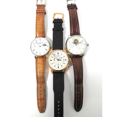 278 - Three International Watch Company Schafferhousen Automatic Chronograph watches. All with leather str... 