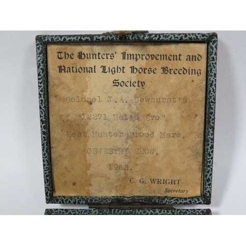 288 - Hunters Improvement and Light Horse Breeds Society Medal awarded 1962 with original velvet lined box... 