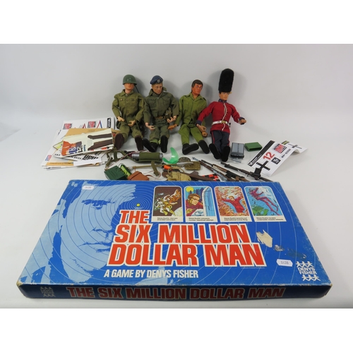 1050 - Four Action Man figurines 2x 1964 1x 1978 1x 2006, various accessories and The Six Million Dollar Ma... 