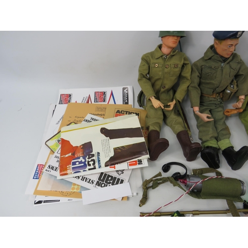 1050 - Four Action Man figurines 2x 1964 1x 1978 1x 2006, various accessories and The Six Million Dollar Ma... 