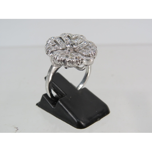 171 - 1920's Era Art Deco Style Ring with Multiple Diamonds set in a four leaf Clover pattern and set on a... 