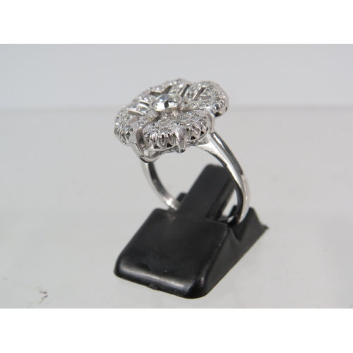 171 - 1920's Era Art Deco Style Ring with Multiple Diamonds set in a four leaf Clover pattern and set on a... 