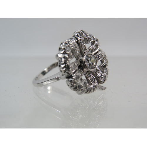 171 - 1920's Era Art Deco Style Ring with Multiple Diamonds set in a four leaf Clover pattern and set on a... 