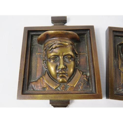 180 - Three small Antique bronze 3D plaques c1880s with Victorian date lozenge and makers mark to the rear... 