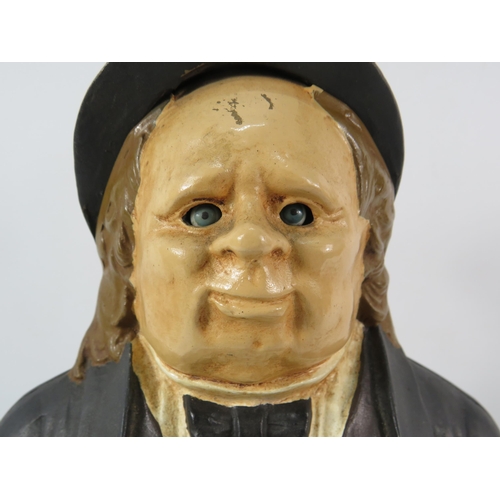 184 - Antique Bradley and Hubbard cast iron John bull mantle clock with moving eyes, in running condition ... 