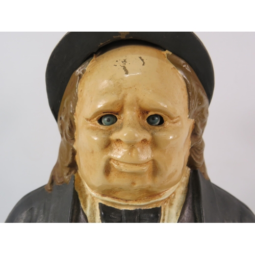 184 - Antique Bradley and Hubbard cast iron John bull mantle clock with moving eyes, in running condition ... 