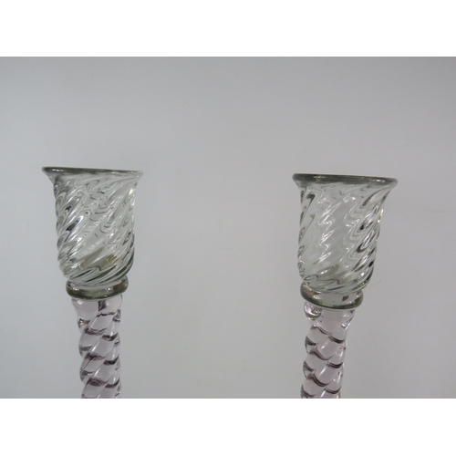 191 - Early 20th century large twisted stem glass candlesticks, 22.5