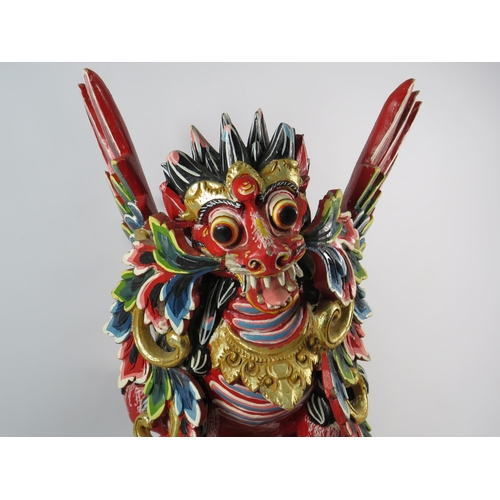 355 - Vintage wooden Bainese Garuda statue (Colourful winged dragon) Some areas do need slight restoration... 