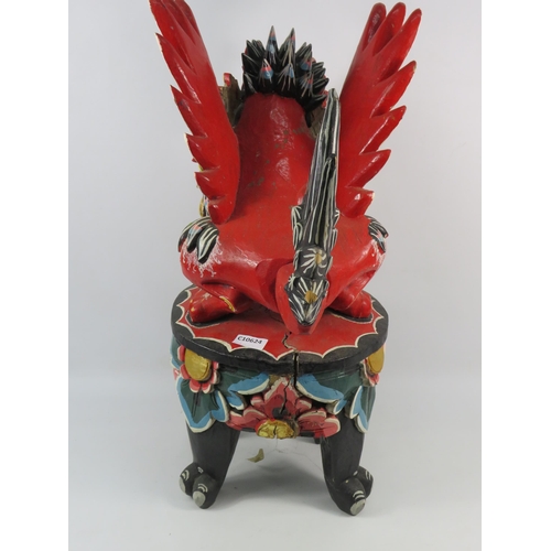 355 - Vintage wooden Bainese Garuda statue (Colourful winged dragon) Some areas do need slight restoration... 