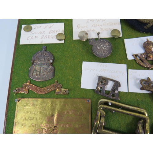 356 - Large selection of Military related cap badges, buttons, metal dectecting finds etc.