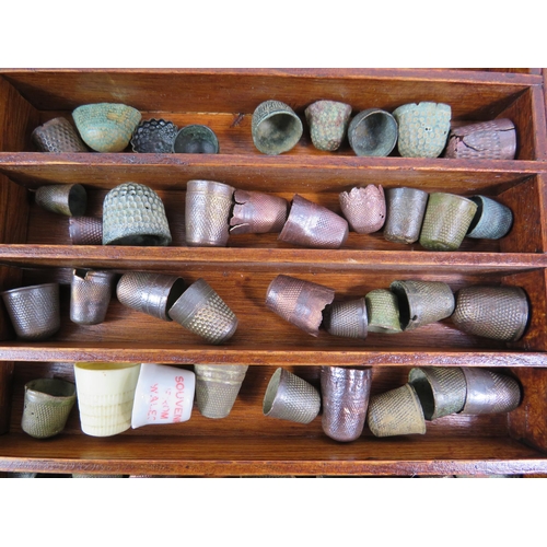 358 - Large selection of antique thimbles mainly metal detecting finds including some which are sterling s... 