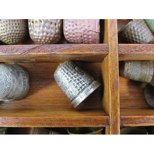 358 - Large selection of antique thimbles mainly metal detecting finds including some which are sterling s... 