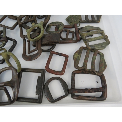 361 - Selection of metal dectecting find antique buckles.