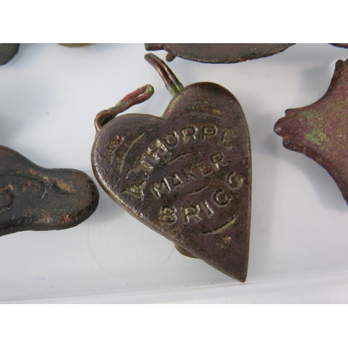 362 - Various antique metal detecting finds relating to horse harness/saddlery including one piece with lo... 