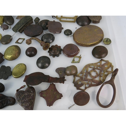 362 - Various antique metal detecting finds relating to horse harness/saddlery including one piece with lo... 