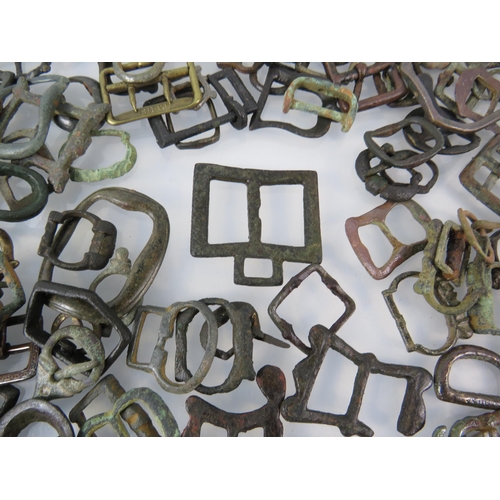 365 - Very large selection of antique metal detecting find buckles.