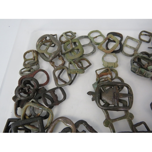 365 - Very large selection of antique metal detecting find buckles.