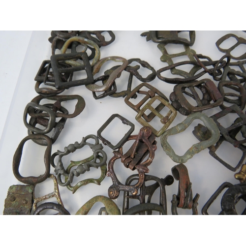 365 - Very large selection of antique metal detecting find buckles.