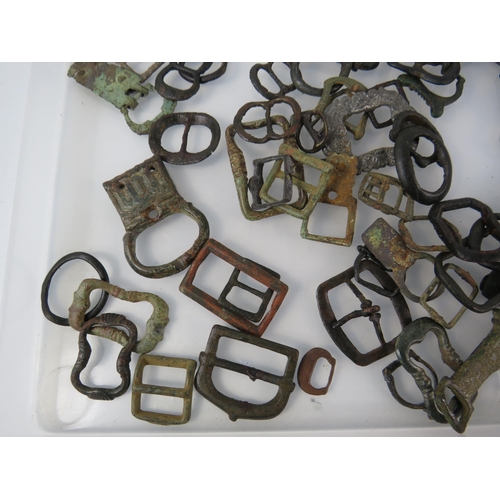 365 - Very large selection of antique metal detecting find buckles.