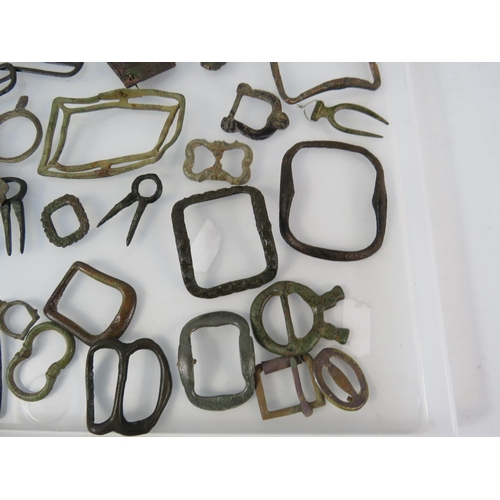 366 - Various antique metal detecting finds mainly belt buckles.