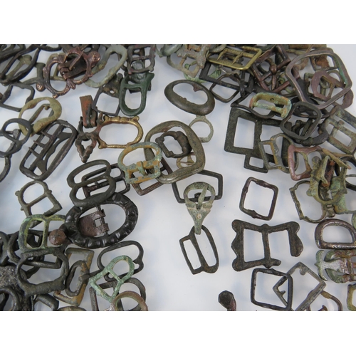 365 - Very large selection of antique metal detecting find buckles.