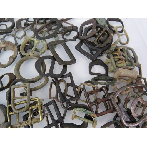 365 - Very large selection of antique metal detecting find buckles.