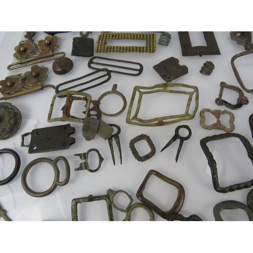 366 - Various antique metal detecting finds mainly belt buckles.