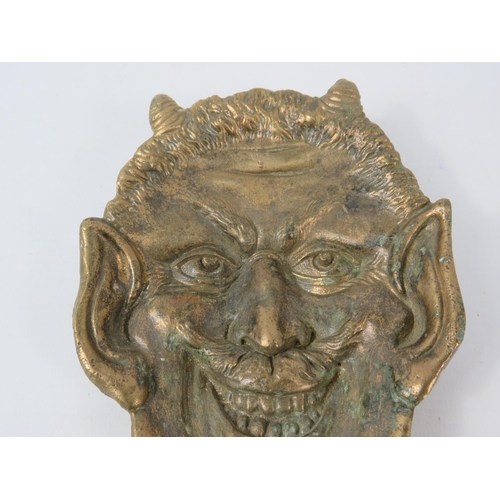 372 - Vintage solid brass devil face / Satyr dish, 6.5