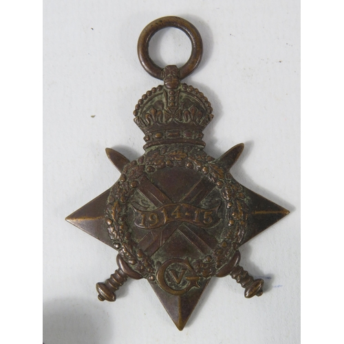 374 - WW1 1914-15 Star awarded to 11836 Pte G.ETTERLEY LINCS REGT, plus a drummers badge and a navy button... 