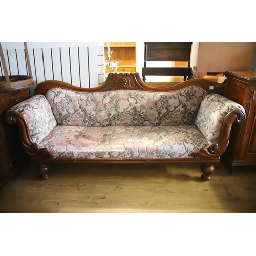 1207 - Stylish Victorian era sofa with exposed carved frame. In original condition and would benefit greatl... 