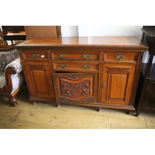 1208 - Early 20th Century Mahogany Sideboard with carved panel decoration.  In very good condition.  Dimens... 