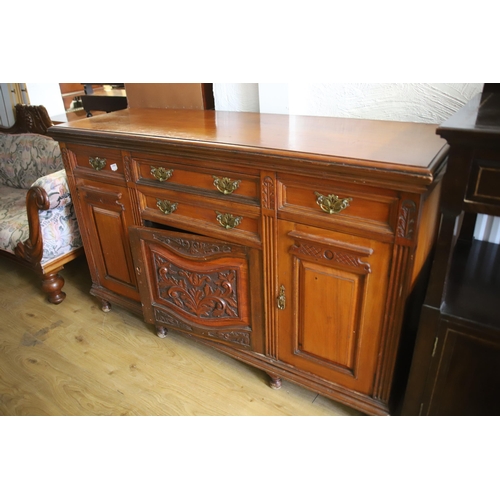 1208 - Early 20th Century Mahogany Sideboard with carved panel decoration.  In very good condition.  Dimens... 