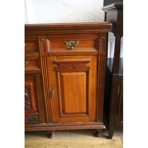 1208 - Early 20th Century Mahogany Sideboard with carved panel decoration.  In very good condition.  Dimens... 