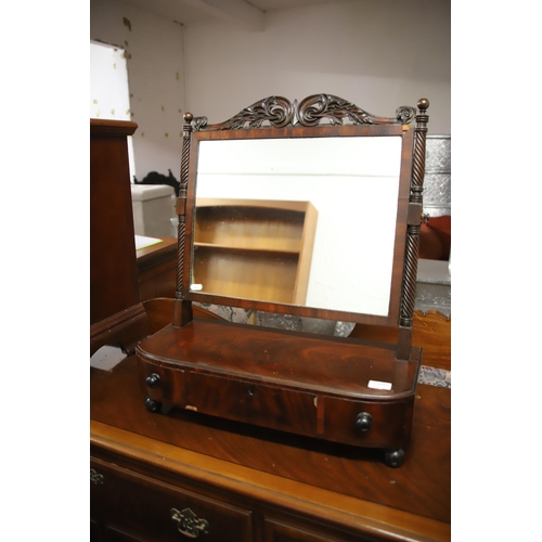 1221 - Victorian table top mirror with tilting frame and drawer. Raised on pad feet it measures approx  H:2... 