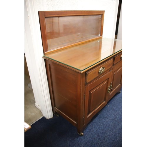 1224 - Vintage Early 20th Century washstand with glass topp and brass towel rail. Very good condition. Meas... 