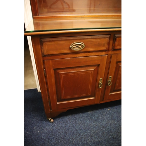 1224 - Vintage Early 20th Century washstand with glass topp and brass towel rail. Very good condition. Meas... 