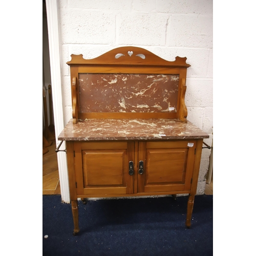 1226 - Early 20th Century Washstand with marble top and towel rails to sides Measures approx H:52 x W:46 x ... 